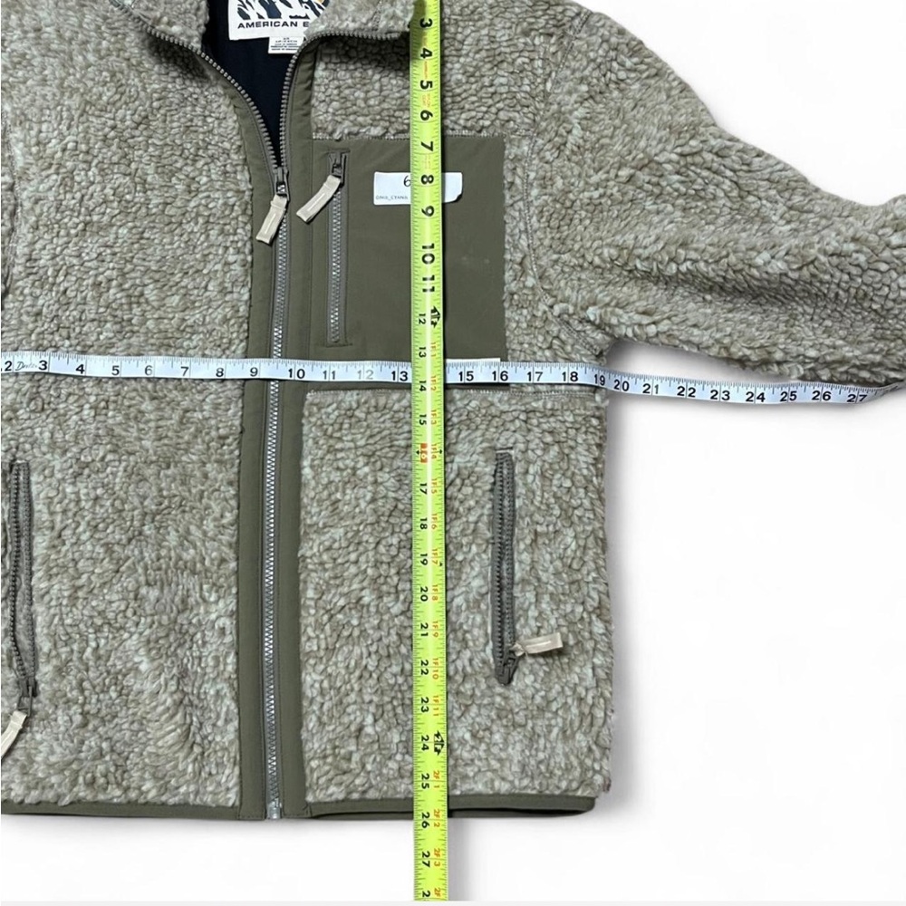American Eagle Outfitters Green and Cream Sherpa Fleece Jacket - Picture 6 of 8